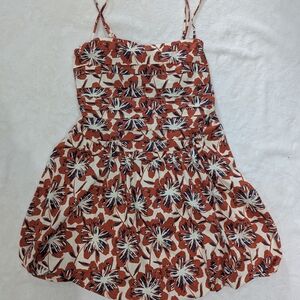 City Studio Floral Mini Bubble Dress - Orange Navy and White